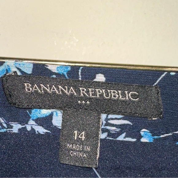 Banana Republic Factory Women's Size 14 Blue Floral Mini Skirt Lined Zipper Y2K - Picture 2 of 13